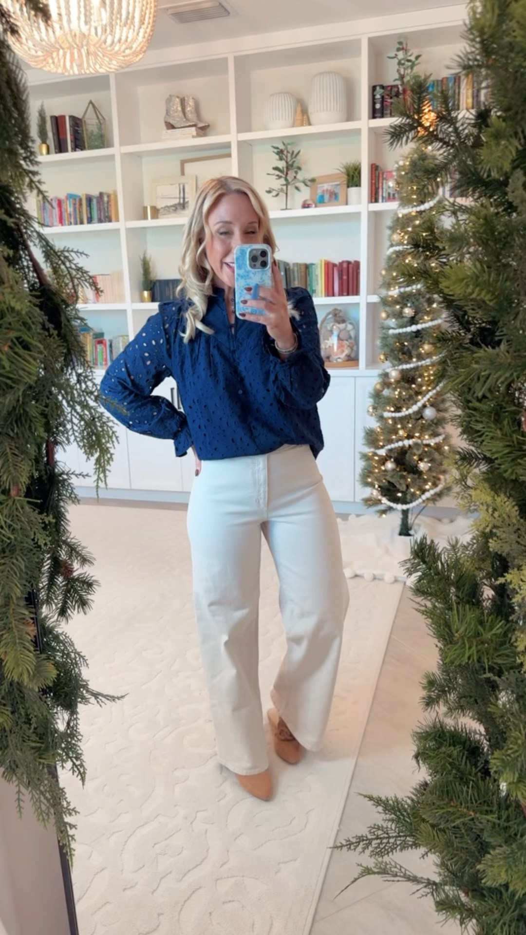 • Eyelet top - size small.
• Cream jeans - size 2.
• Mules - tts.
Causal workwear style, teacher style  

#LTKSeasonal #LTKWatchNow #LTKWorkwear