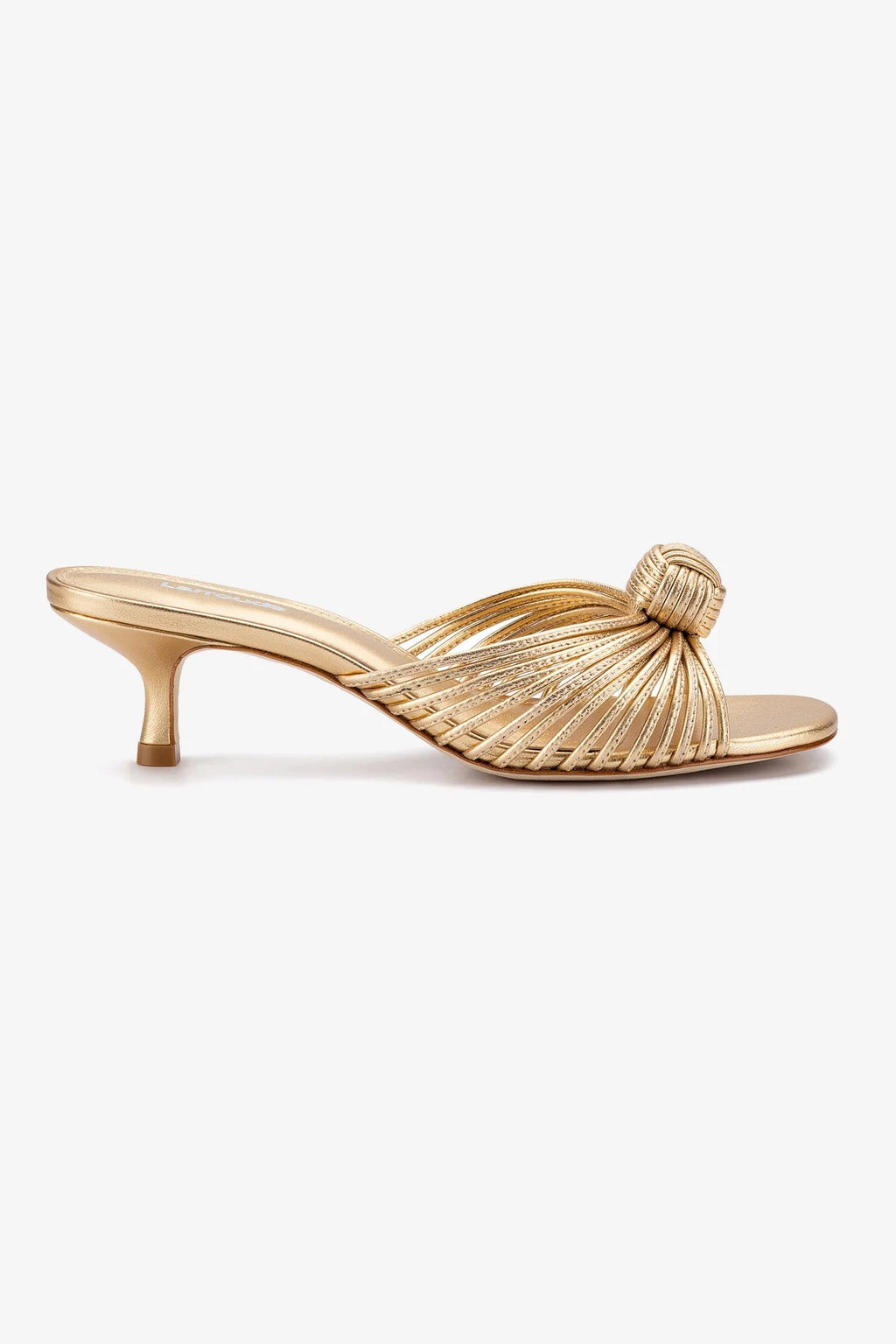 Valerie Mule In Gold Metallic Leather | Larroude