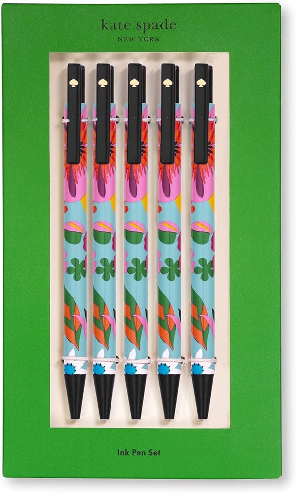 Kate Spade New York Black Ink Pen Set of 5, Cute Click Pens, Plastic Retractable Pens for Writing... | Amazon (US)