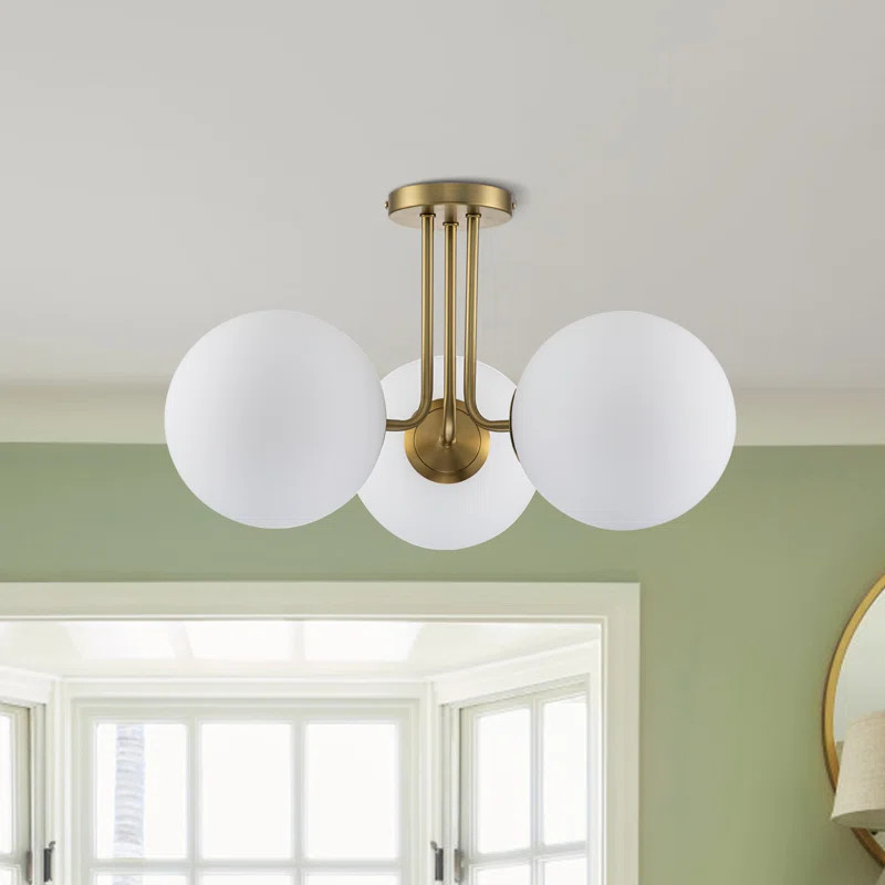 3-Light 22 Modern Sputnik Globe Semi Flush Mount | Wayfair North America