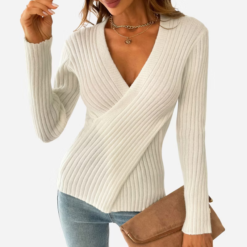 Women's Ribbed Surplice Wrap Sweater - Cupshe | Target
