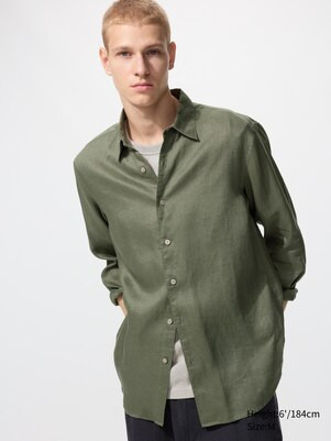 MEN'S 100% EUROPEAN PREMIUM LINEN LONG SLEEVE SHIRT | UNIQLO AU | Uniqlo Australia