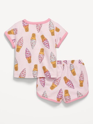 Printed French-Terry Ringer T-Shirt and Shorts Set for Baby | Old Navy (US)