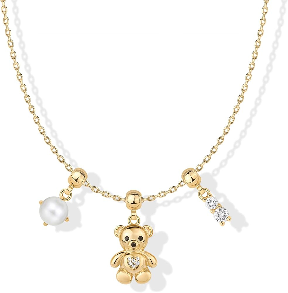 PAVOI 14K Gold Plated Dainty Necklace with Charms Set - Hypoallergenic Adjustable Chain Gold Char... | Amazon (US)