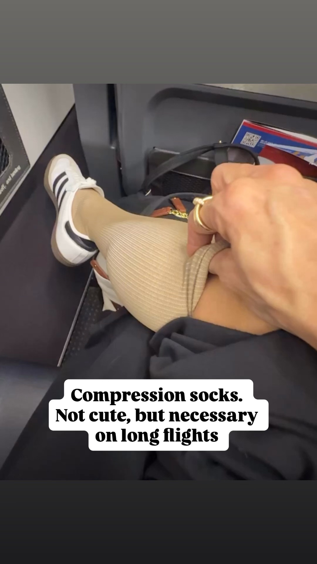 Cell alert on these compression socks that are a must have for travel! If you’re going on a long flight and even short ones, you’re going to love wearing these!

#LTKTravel #LTKOver40 #LTKselfcare