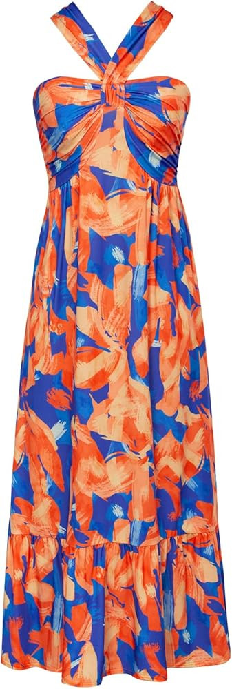 GRACE KARIN 2025 Women's Criss Cross Halterneck Sleeveless Summer Floral Print Flowy A Line Maxi ... | Amazon (US)