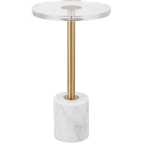 Clear Acrylic End Table,Side Table,Brushed Brass Metal,Round,for Office, Living Room and Bedroom,... | Amazon (US)