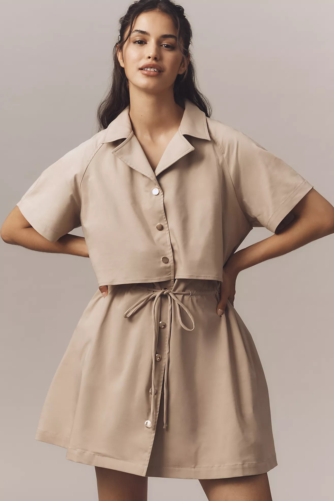 Exquise Short-Sleeve Twofer Mini Dress | Anthropologie (US)