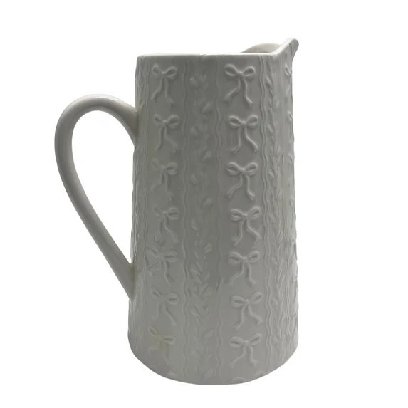 Embossed Stoneware 3-Quart Pitcher, White, by My Texas House | Walmart (US)