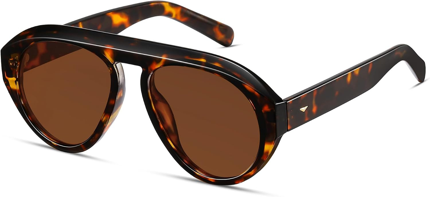 Oversized Aviator Sunglasses for Women Men Trendy Retro Big Shades | Amazon (US)