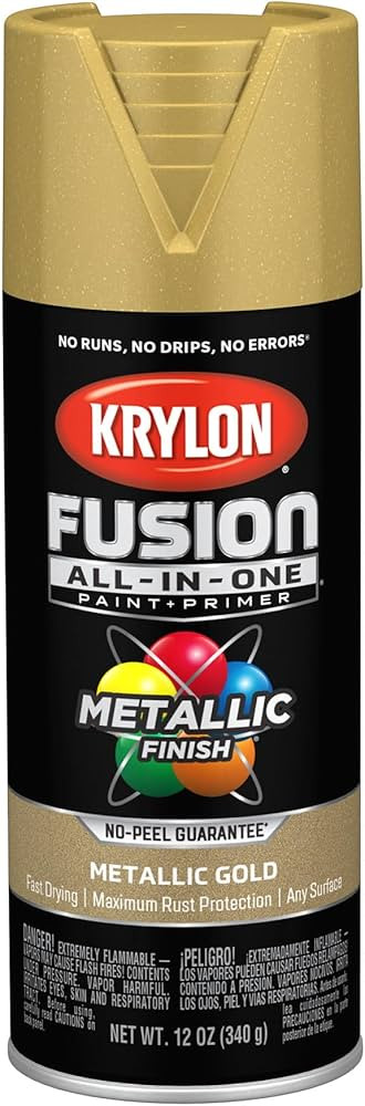 Krylon Fusion All-In-One Adhesive Spray Paint for Indoor/Outdoor Use, 12 oz, Gold | Amazon (US)