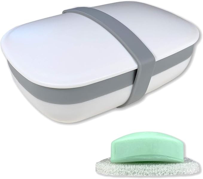 Travel Soap Box,soap Bar Holder Dish Container Case with Sponge saver Drain&Silicone Band,Strong ... | Amazon (US)