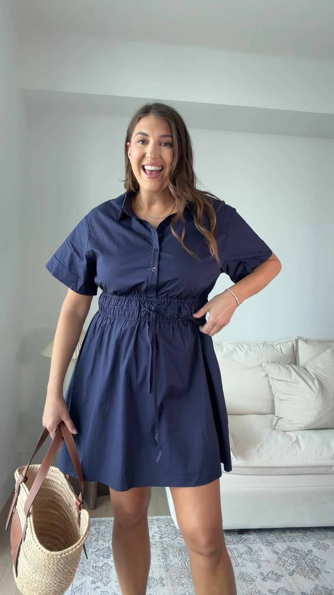 This navy shirt dress is one of those throw-on-and-go pieces that somehow still looks polished. Lightweight, flattering with the cinched waist, and perfect for everyday errands, lunch dates, or travel days. I styled it with neutral sandals and a straw tote for an easy summer outfit.

Keywords:
navy shirt dress, summer shirt dress, casual summer dress, everyday dress, flattering waist dress, short sleeve dress, travel outfit women, summer errands outfit, vacation dress, amazon fashion dress, easy summer outfit, womens summer dresses

#LTKTall #LTKMidsize #LTKWorkwear