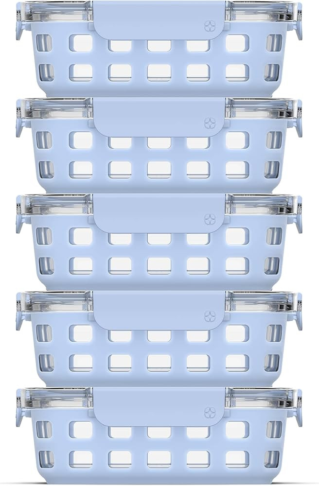 Ello Duraglass Meal Prep Sets- Glass Food Storage Containers with Silicone Sleeves and Airtight B... | Amazon (US)