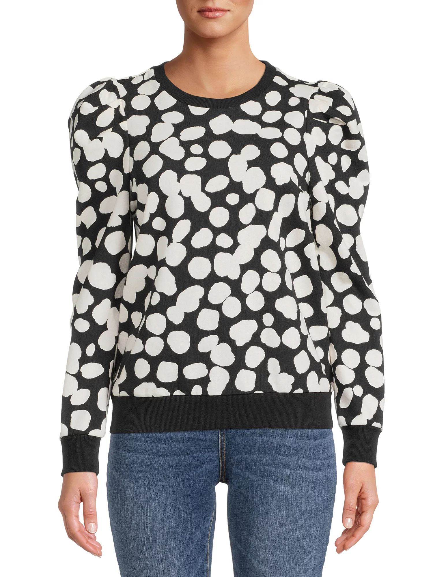 The Get Women's Sweatshirt with Puff Sleeves - Walmart.com | Walmart (US)