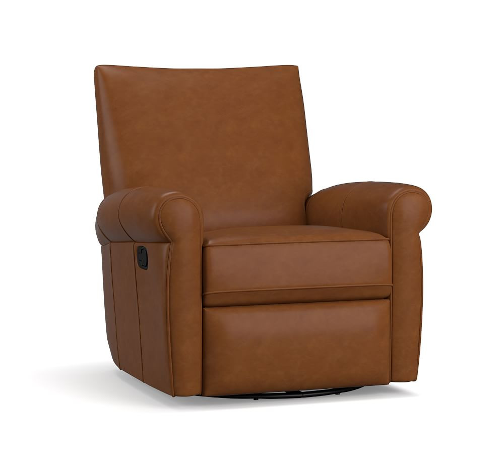 Grayson Leather Swivel Recliner | Pottery Barn (US)