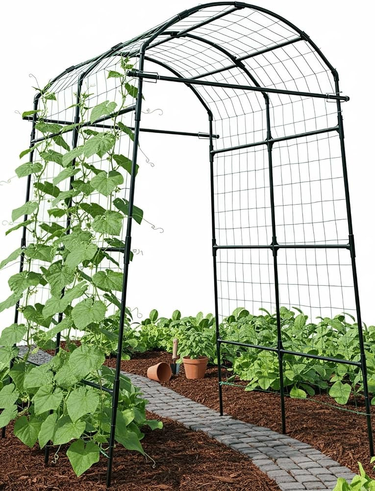 Garden Trellis Arch 7FT PP-Coated Stainless Steel Metal Extra Tall Cucumber Trellis Arch Garden A... | Amazon (US)