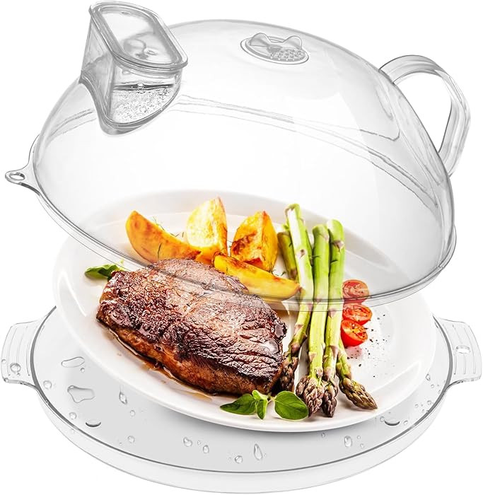 WENWELL Microwave Cover with Water Steamer & Tray,Food Protector Splatter Guard,Dish Bowl Plate S... | Amazon (US)
