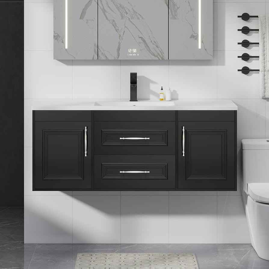 YOURLITE 48" Floating Bathroom Vanity with Sink, Black | Amazon (US)