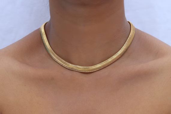 18K Gold Filled Thick Herringbone Necklace  Gold Snake | Etsy | Etsy (US)
