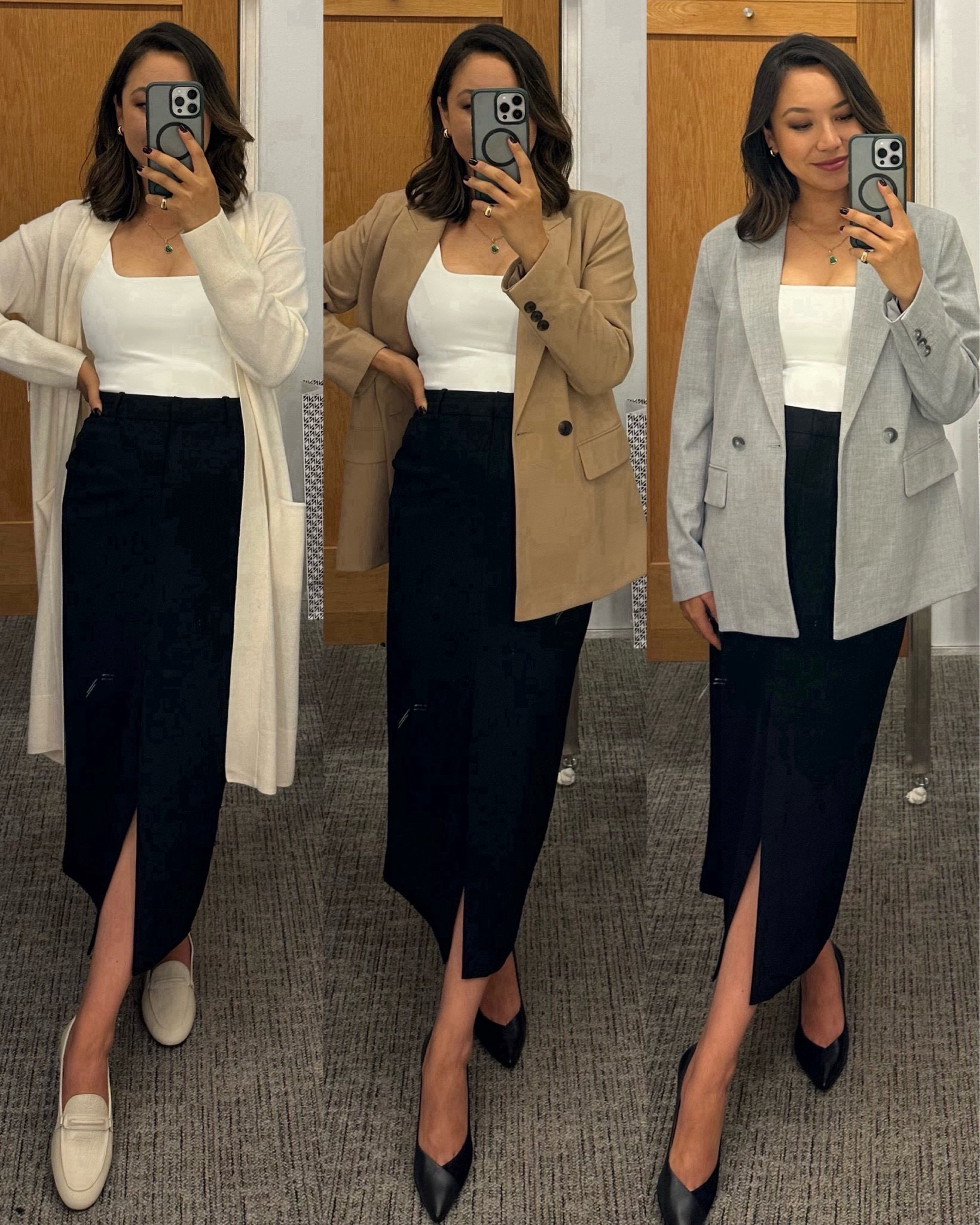 Elevated workwear selects from Nordstrom  business professional/business casual 

• Nordstrom cardigan: xs
• Nordstrom blazer - wearing small but probably needed xs! 
• Nordstrom midi skirt — also linked a similar one that is maternity-friendly! 
• Vionic loafers sized down half size
• Naturalizer heels 

#LTKWorkwear #LTKStyleTip