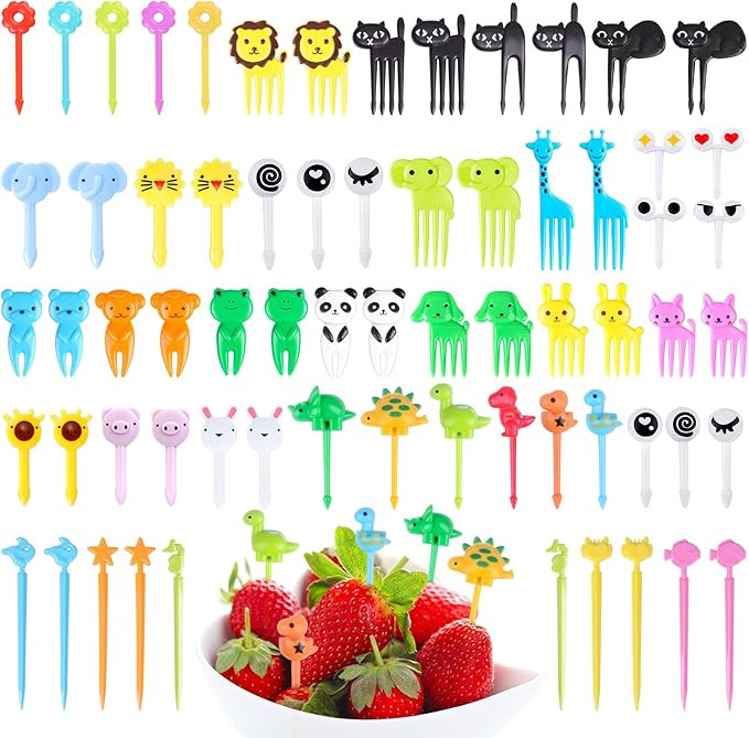 112PCS Animal Food Picks For Kids Lunch Accessories, SEANSDA Fun Kids Food Picks For Picky Eaters... | Amazon (US)