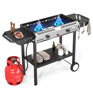 2 Burner Outdoor Propane Gas Stove with Auto-ignition 150,000 BTU Stand Cooker & Regulator for Backyard Patio Cooking | The Home Depot