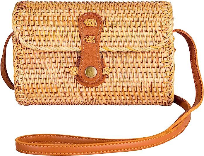 NATURAL NEO Clutch Wallet Straw Bag Boho Circle Crossbody Purse Rattan Hand Woven For Women Small... | Amazon (US)