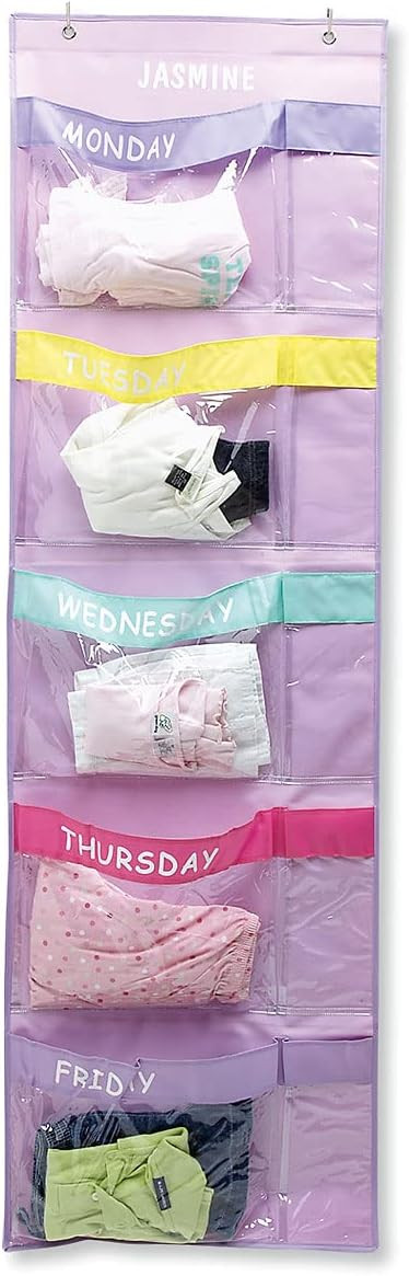Personalized Pastel Colors Days-Of-The-Week Hanging Clothing Organizer Monday to Friday Kids Clos... | Amazon (US)