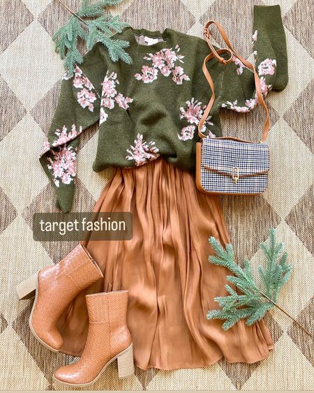 Target fashion. Target outfit. Midi skirt. Dressy outfit. Holiday dress. Christmas outfit. Boots.￼

#LTKGiftGuide #LTKHoliday #LTKSeasonal