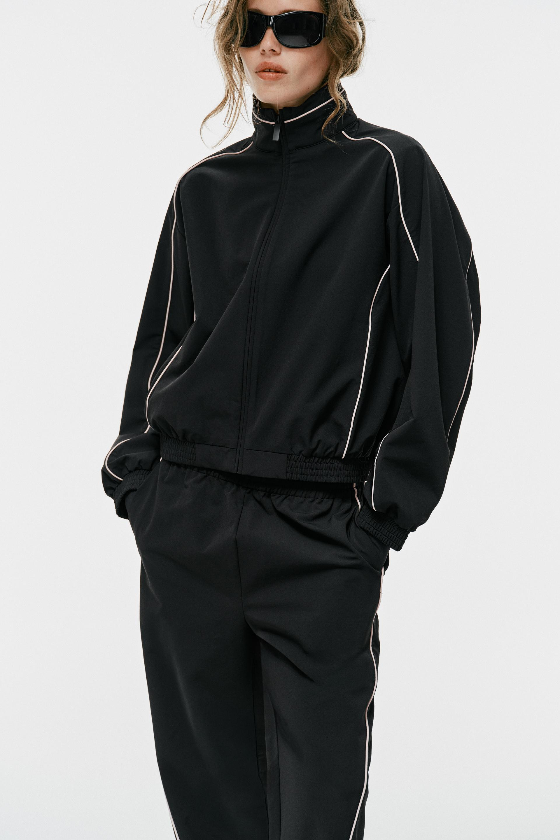Zara - Contrast Trim Technical Jacket - Black - L - Woman | Zara UK