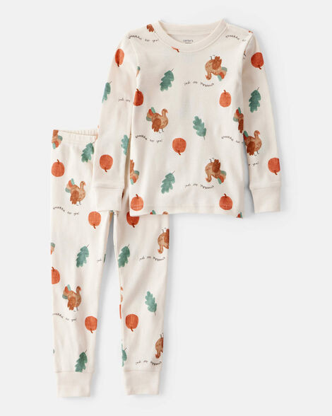 Toddler Thanksgiving Print 100% Cotton Long-Sleeve 2-Piece Pajamas - Cream | Carter's Inc