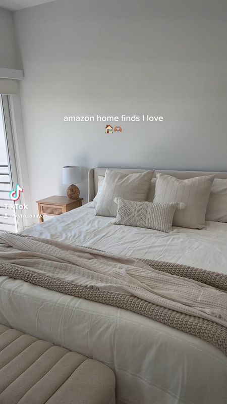 amazon home finds I love 🏠🫶🏽

rattan nightstands: Amazon
Accent chair + side table: Amazon rattan tv stand: amazon 
table books: amazon 
rattan lamp: target 
Acrylic record stand: amazon 
neutral bedding + pillows: target 
Bed frame: Home Depot 