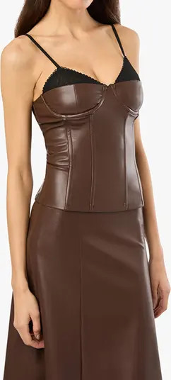 WeWoreWhat Corset Vegan Leather Top | Nordstrom | Nordstrom
