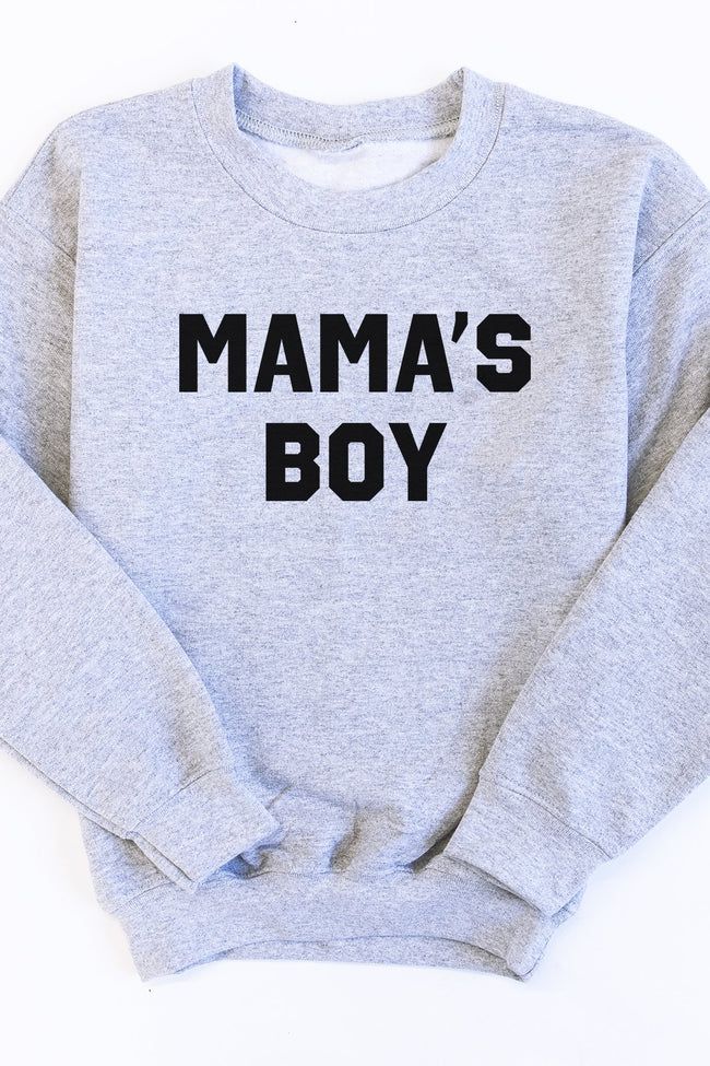 Mama's Boy Grey Kids Graphic Sweatshirt | Pink Lily
