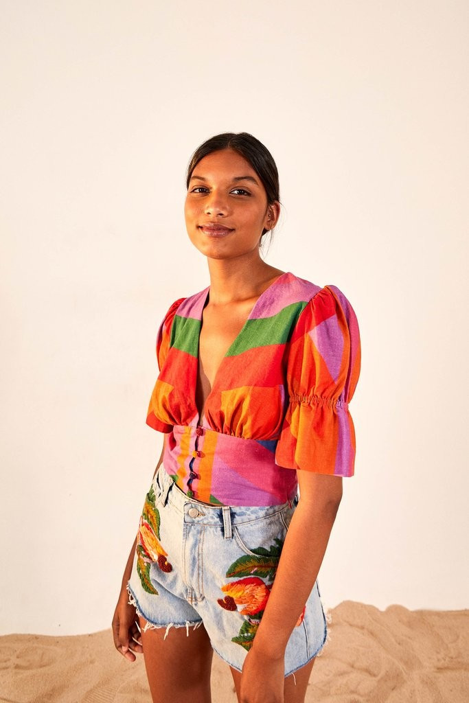 amanda stripes blouse | FarmRio (US)