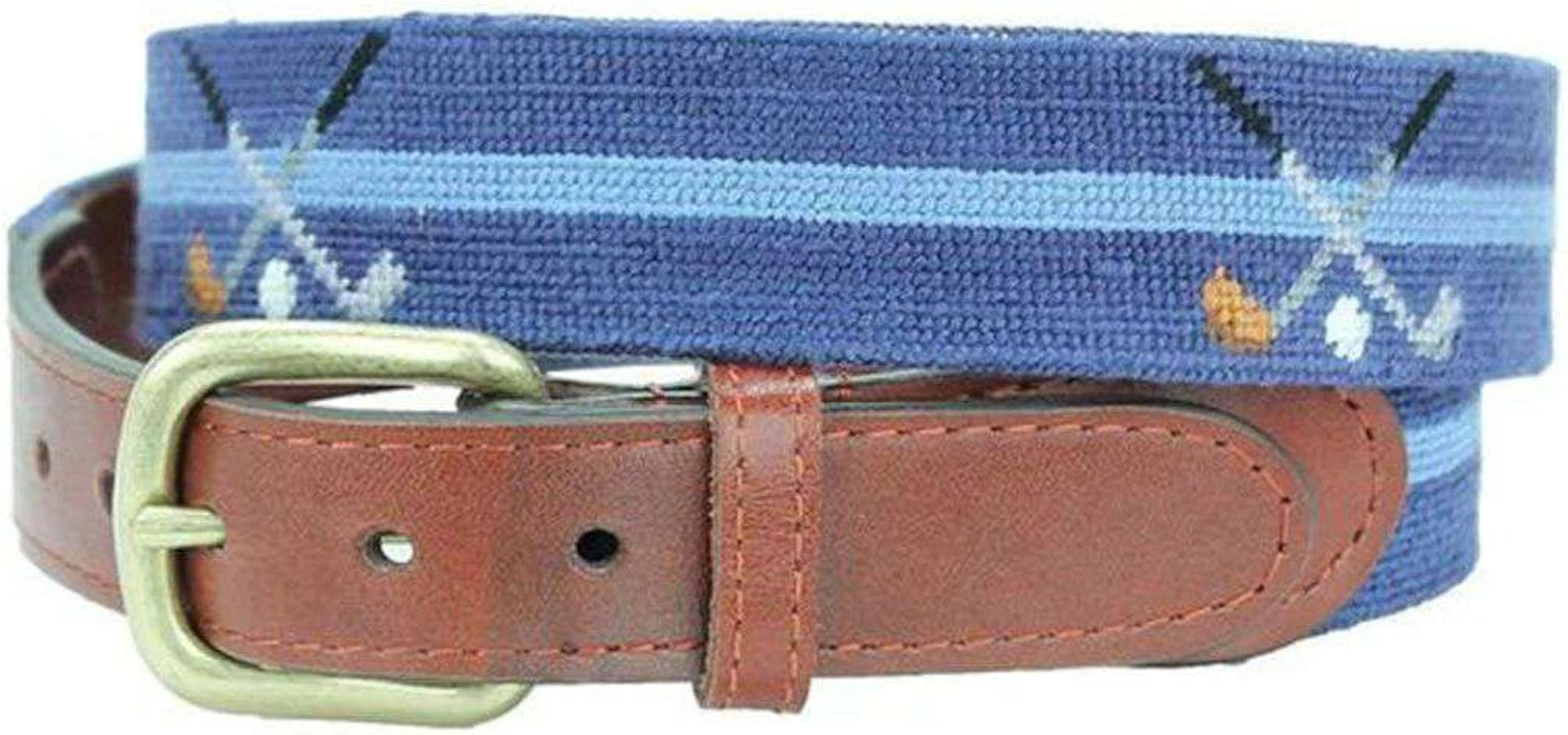 Crossed Clubs Needlepoint Belt in Classic Navy by Smathers & Branson | Amazon (US)