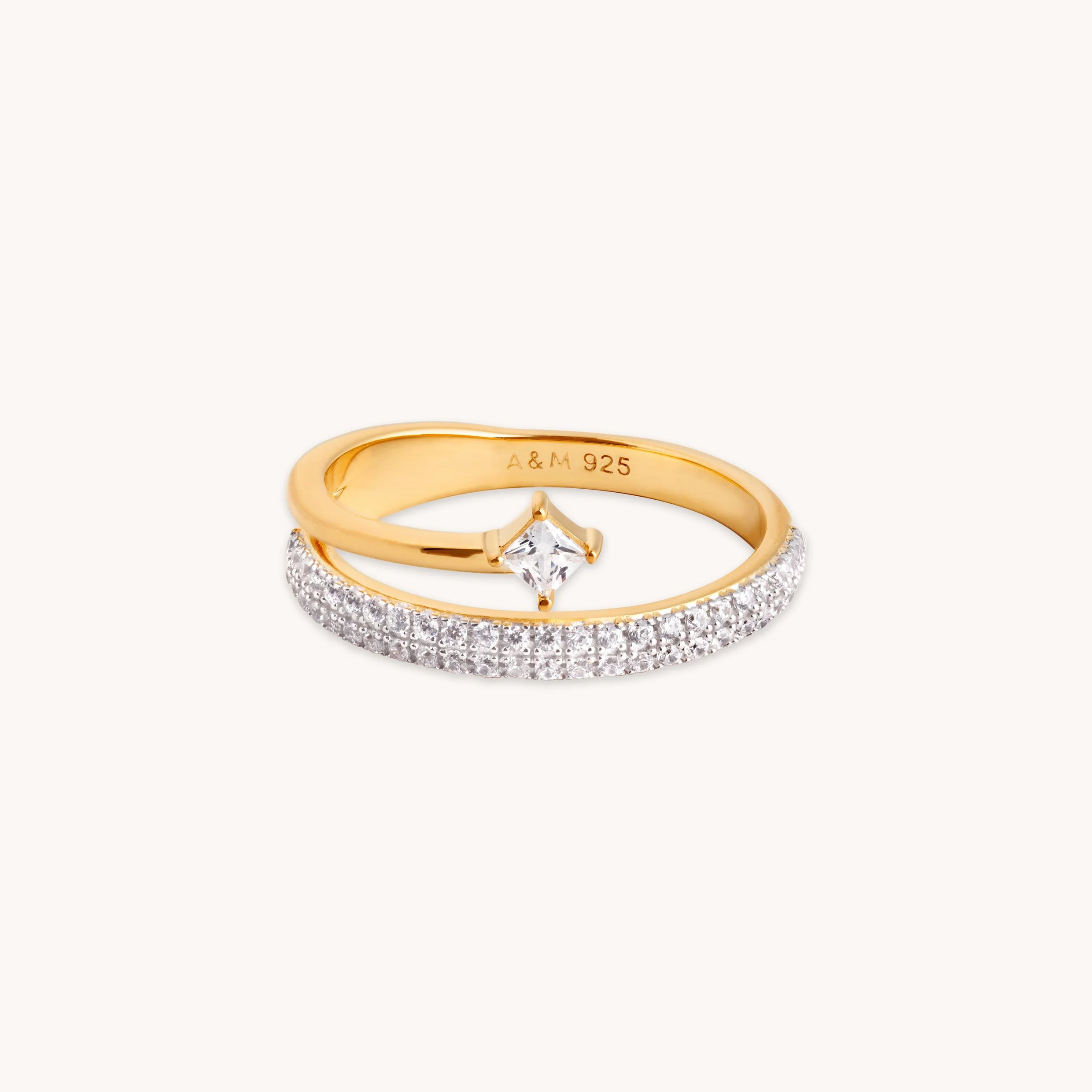 Pavé Crystal Illusion Ring in Gold | Astrid & Miyu UK