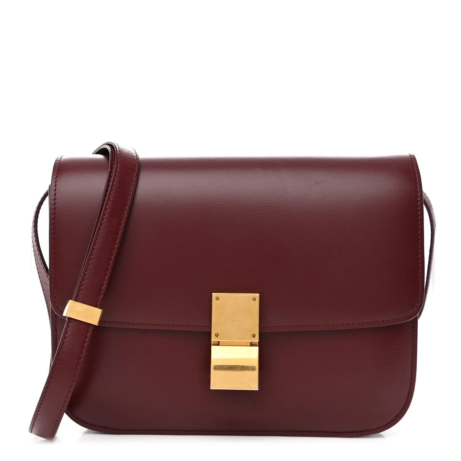 Box Calfskin Medium Classic Box Flap Bag Burgundy | FASHIONPHILE (US)