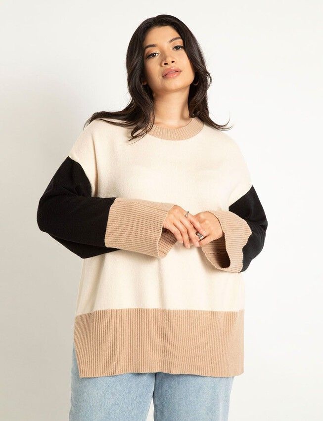 Colorblocked Relaxed Sweater | Eloquii
