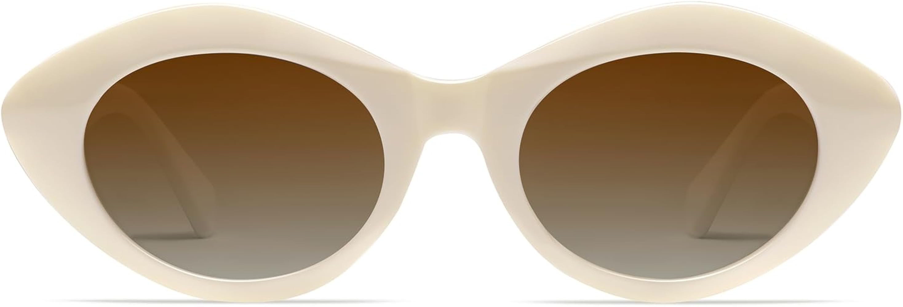 VANLINKER Polarized Trendy Thick Oval Round Sunglasses for Women Retro Shades VL9825 | Amazon (US)