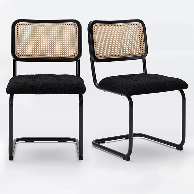 Farini Kitchen Dining Chairs Set of 2,Mid-Century Modern Chair Armless Mesh Backrest Cane Rattan ... | Amazon (US)
