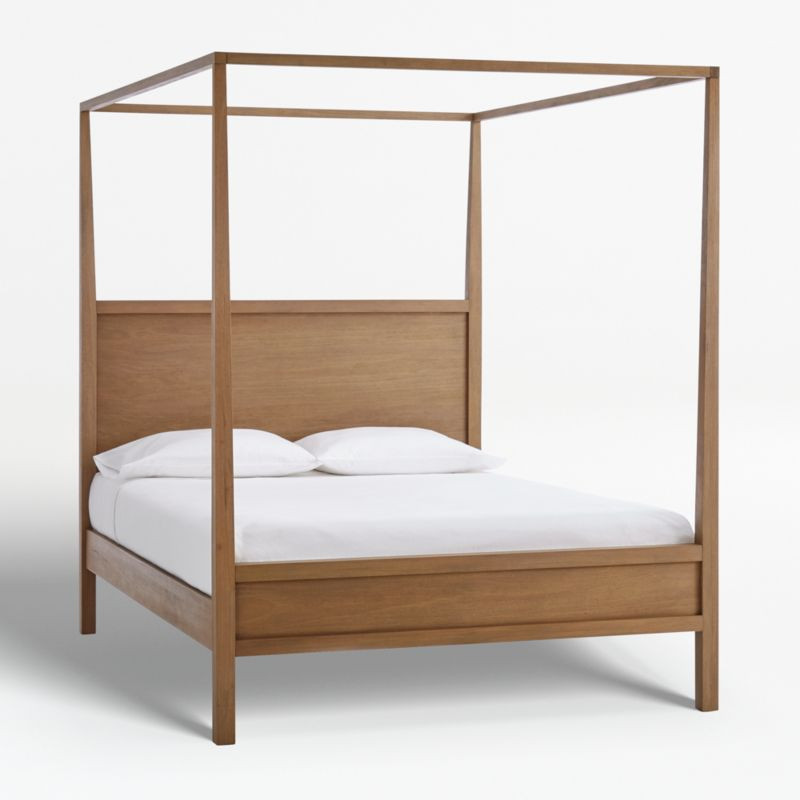 Keane Driftwood King Wood Canopy Bed | Crate & Barrel