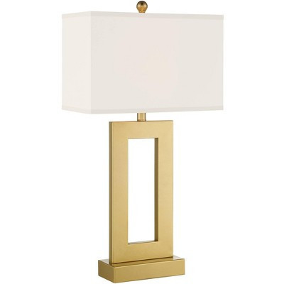 360 Lighting Marshall Modern Table Lamp 30" Tall Gold Open Base Oatmeal Rectangular Shade for Bedroom Living Room Bedside Nightstand Office House Home | Target