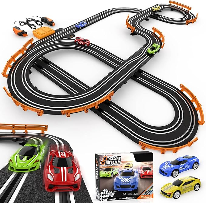 Slot Car Race Track Sets with 4 High-Speed Slot Cars, Battery or Electric Race Car Track for Boys... | Amazon (US)
