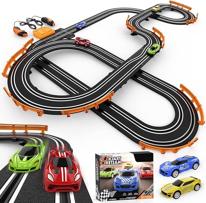 Slot Car Race Track Sets with 4 High-Speed Slot Cars, Battery or Electric Race Car Track for Boys... | Amazon (US)