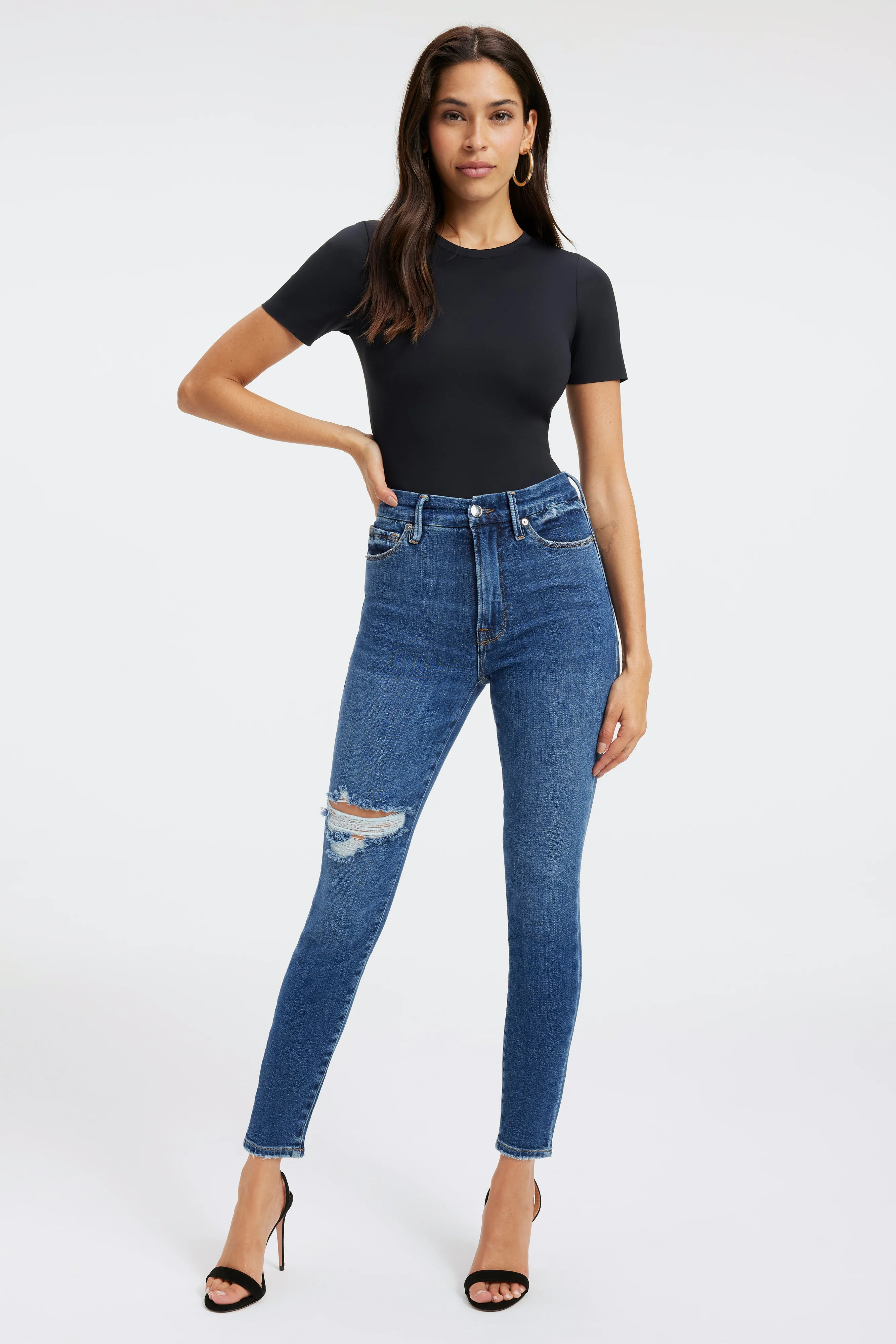 GOOD WAIST CROPPED CASHMERE JEANS | INDIGO379 | Good American