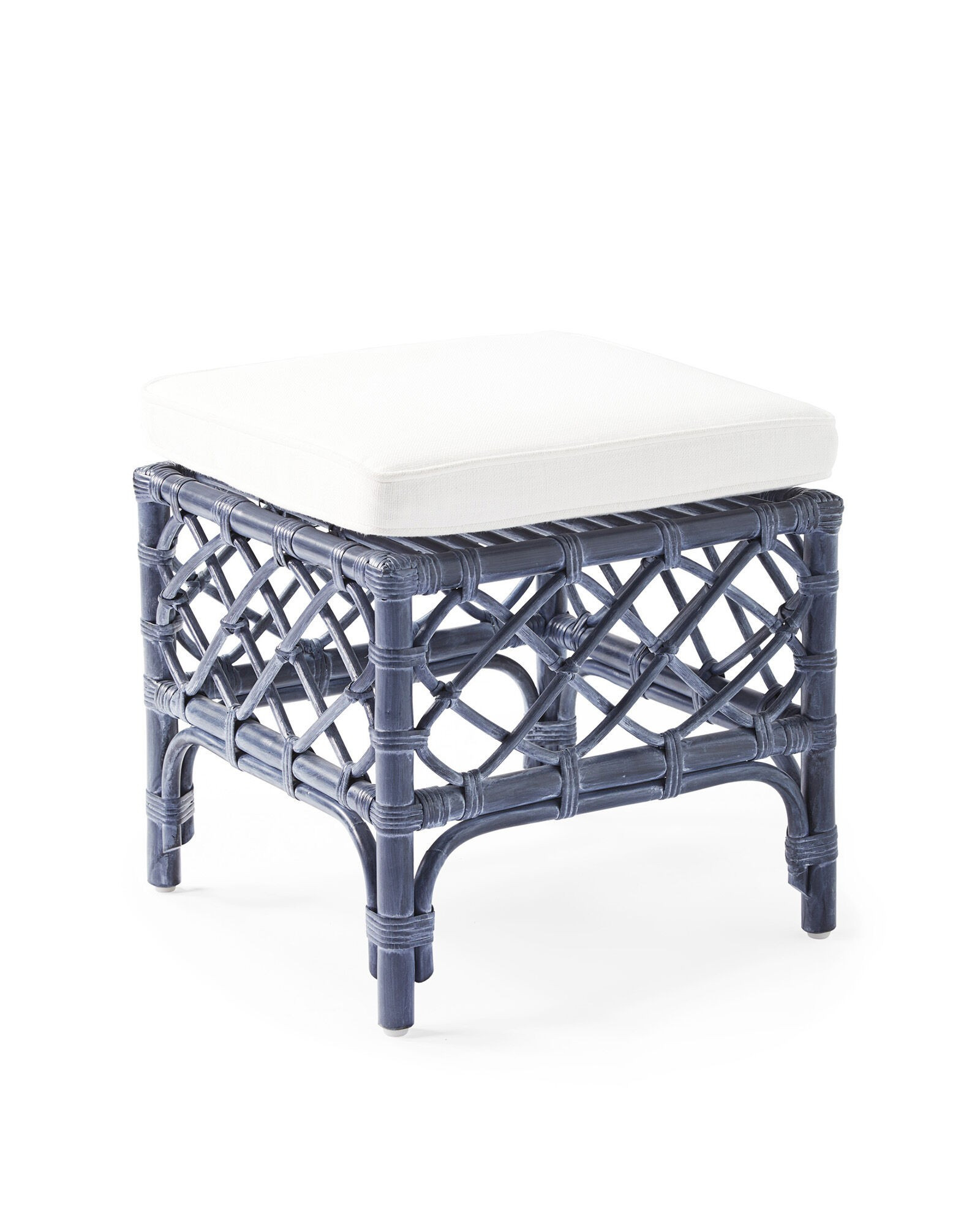 Avalon Rattan Stool - Vintage Indigo | Serena and Lily