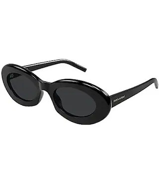 Yves Saint Laurent Women's Lettering 52mm Oval Sunglasses - Shiny Solid Black/Black | Dillard's