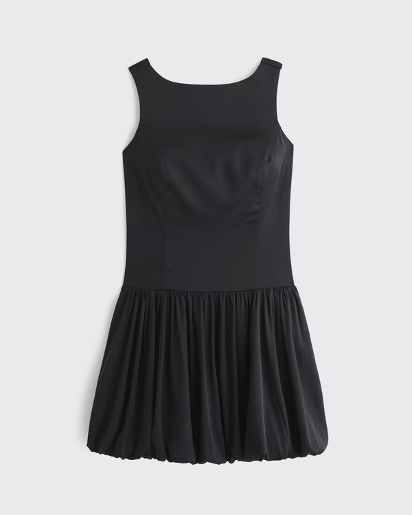 High-Neck Bubble Hem Mini Dress | Abercrombie & Fitch (US)
